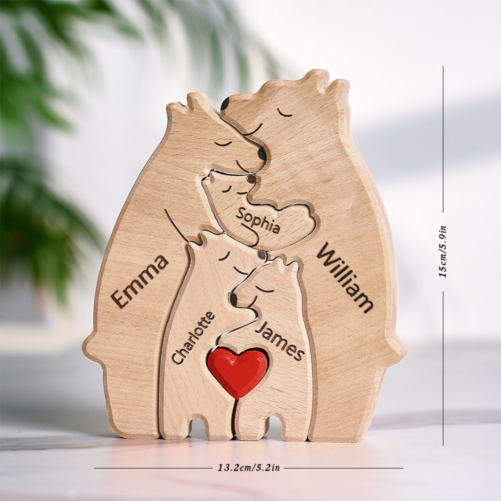 Custom Names Wooden Bears Family Puzzle Home Decor Gifts