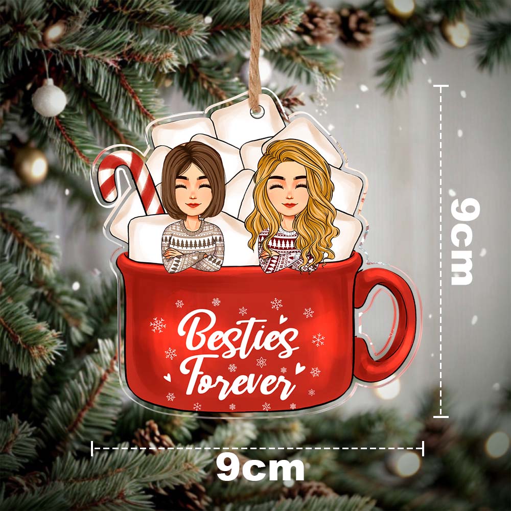 Custom Family Coffee Cup Ornaments Cartoon Personalized Hairstyle Clothes Name Christmas Gifts