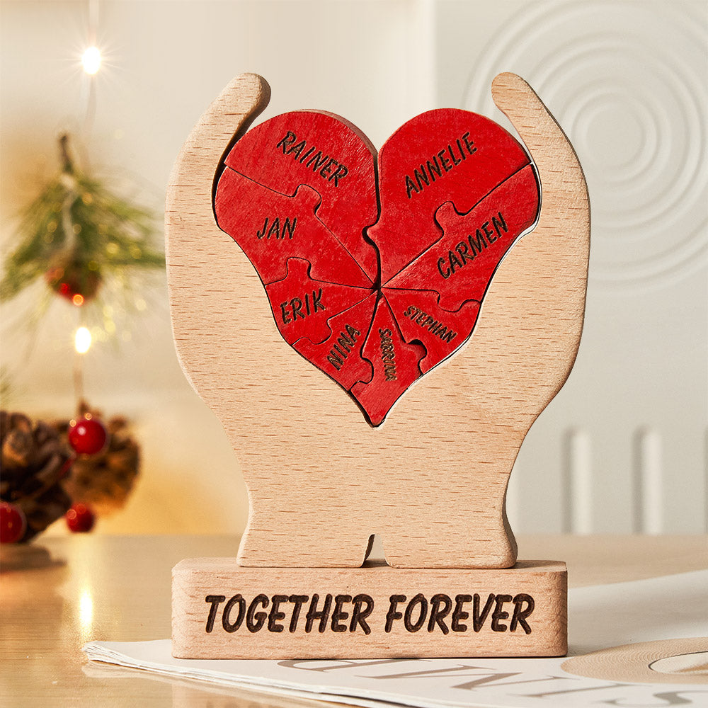 Custom Names Wooden Heart Family Puzzle Home Decor Christmas Gifts
