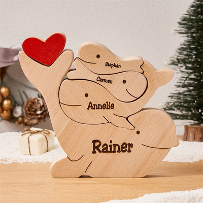 Custom Names Wooden Dolphins Family Puzzle Home Decor Christmas Gifts - mysiliconefoodbag