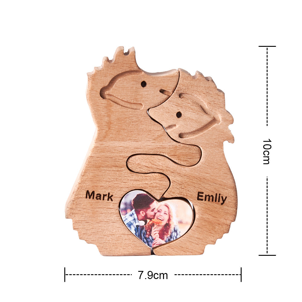 Custom Name Love Wooden Hedgehogs Puzzle for Couple Home Decor Christmas Gifts