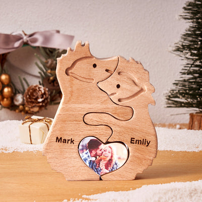 Custom Name Love Wooden Hedgehogs Puzzle for Couple Home Decor Christmas Gifts - mysiliconefoodbag