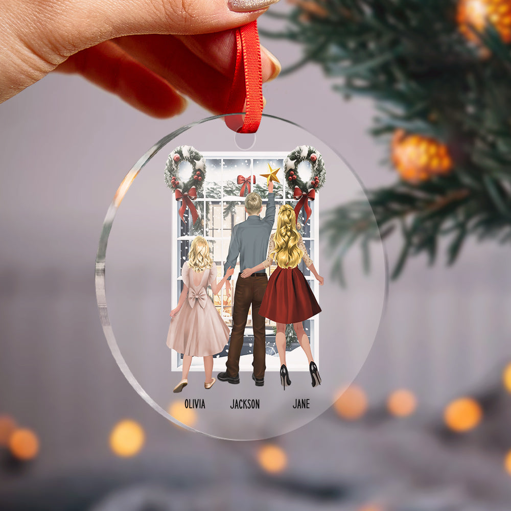 Custom Family Cartoon Image Personalized Hairstyle Clothes Name Christmas Ornaments Gifts