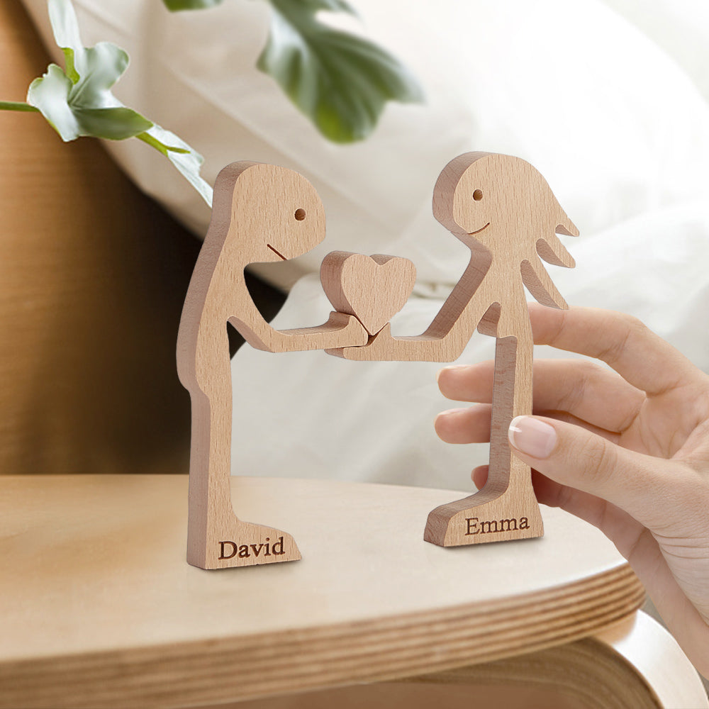 Love Couple Wooden Blocks Custom Name Table Decor Gifts for Vallentine