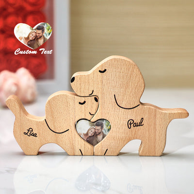 Personalized Wooden Dog Couple Love Heart Puzzle Custom Valentine's Day Gifts - mysiliconefoodbag