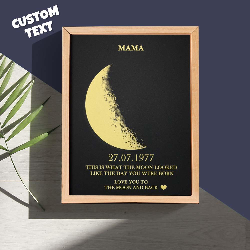 Custom Moon Phase and Names Wooden Frame with Your Text Custom Birth Date Art Frame Best Mother's Day Gift