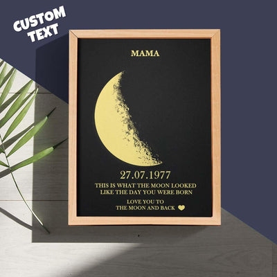 Custom Moon Phase and Names Wooden Frame with Your Text Custom Birth Date Art Frame Best Mother's Day Gift - mysiliconefoodbag