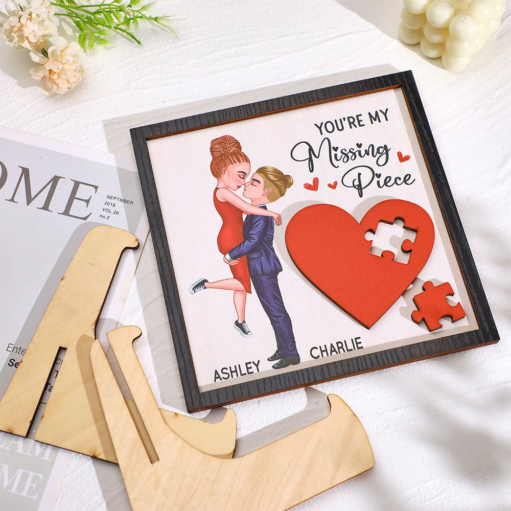 Gifts for Her/Him Personalized Wooden Plaque You Are My Missing Piece