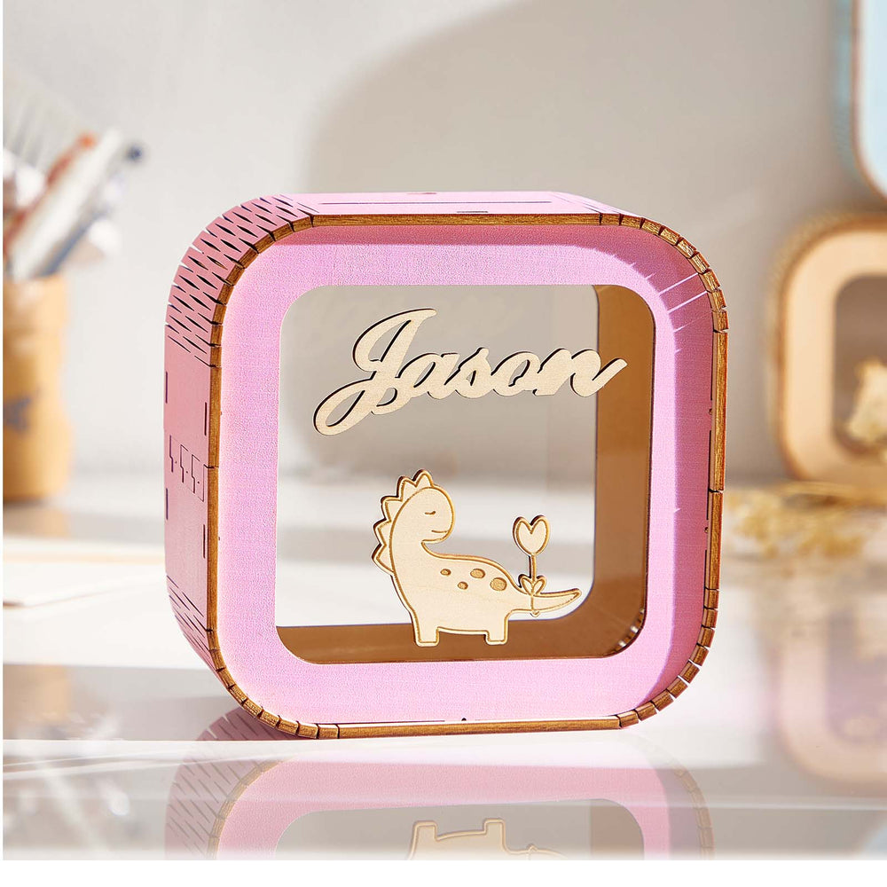 Custom Wooden Piggy Bank with Name Personalized Coin Name Bank Money Box Nursery Decoration