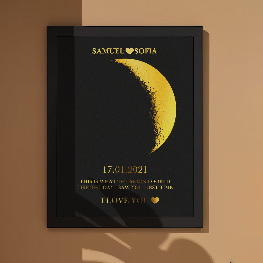 Custom Moon Phase Frame Moon Phase Wall Decor Wooden Lunar Print Art Frame with Your Text