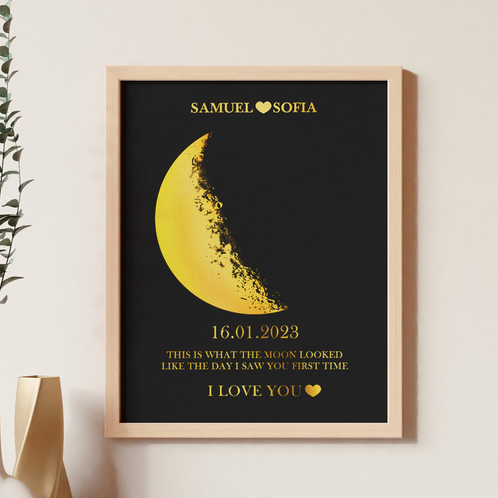 Custom Moon Phase and Names Wooden Frame with Your Text Custom Couple Art Frame Best Anniversary Gifts