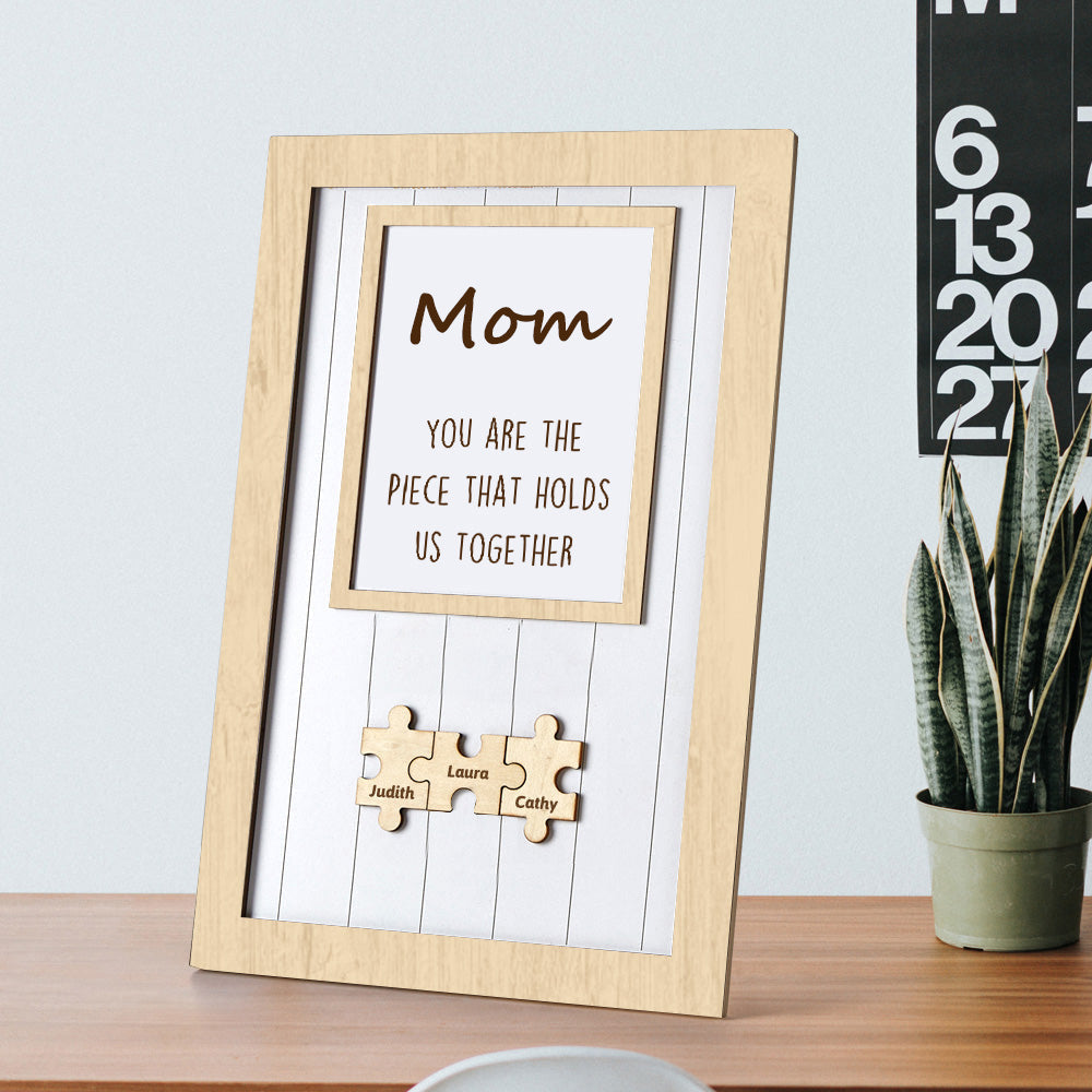 Custom Mom Puzzle Table Frame Wooden Engraved Decor Personalised Gift for Mother