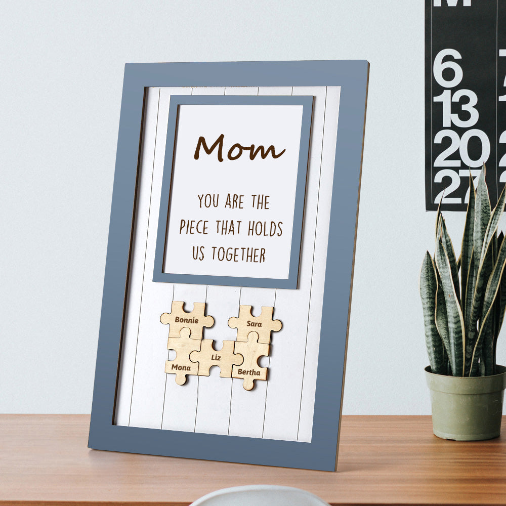 Custom Mom Puzzle Table Frame Wooden Engraved Decor Personalised Gift for Mother