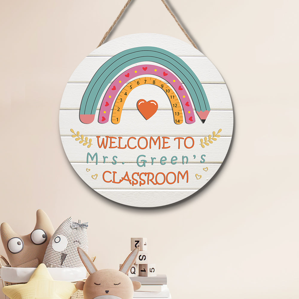 Custom Rainbow Teacher Door Sign, Welcome Sign Gift for Teacher