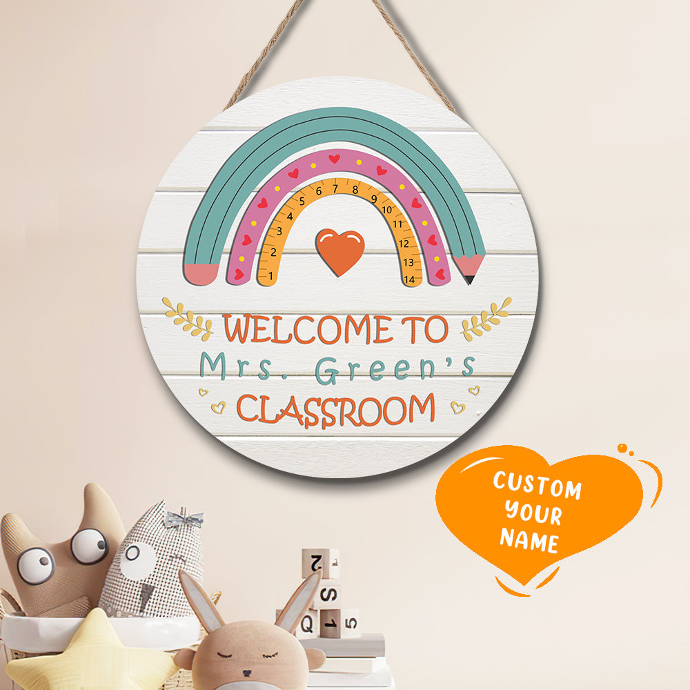 Custom Rainbow Teacher Door Sign, Welcome Sign Gift for Teacher