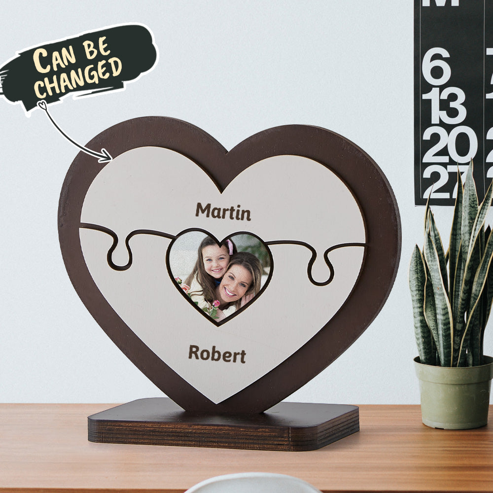 Mothers Day Box Frames Personalised Name Heart Wooden Puzzle Ornaments