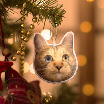 Custom Pet Face Mini Plush Hanging Ornaments with Voice Decorations for Christmas Gifts - Get Photo Blanket