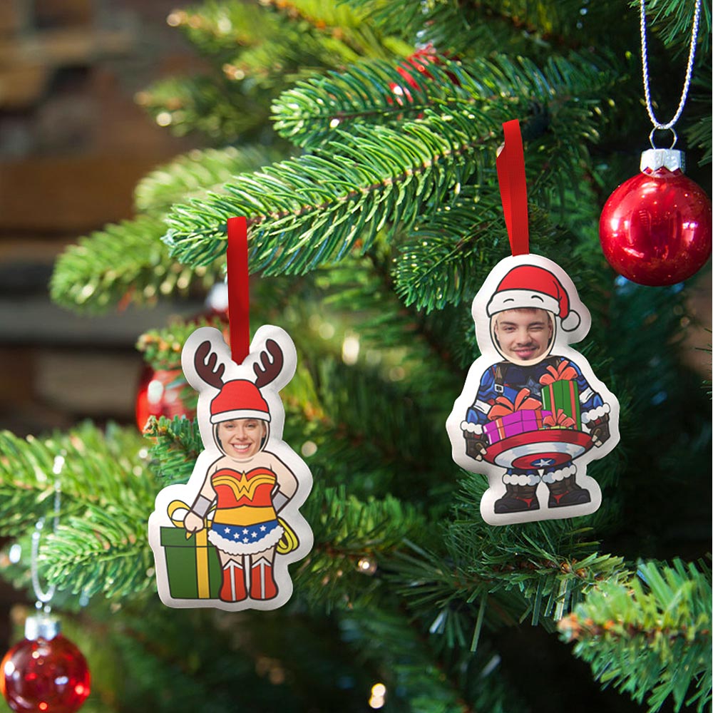 Custom Super Hero Decorations Personalized Captain And Wonder Woman Christmas Hanging Decoration