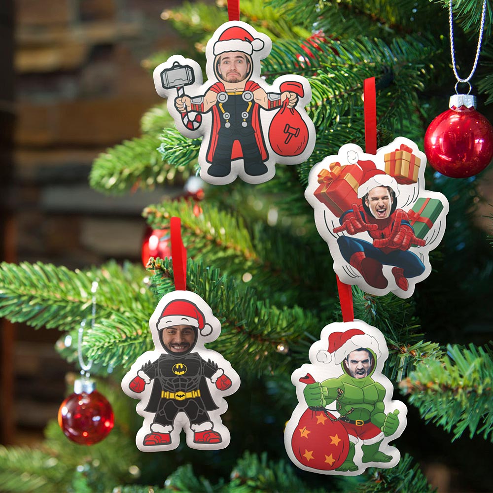Custom Super Hero Decorations Personalized Face Christmas Hanging Decoration Superhero Decor Set