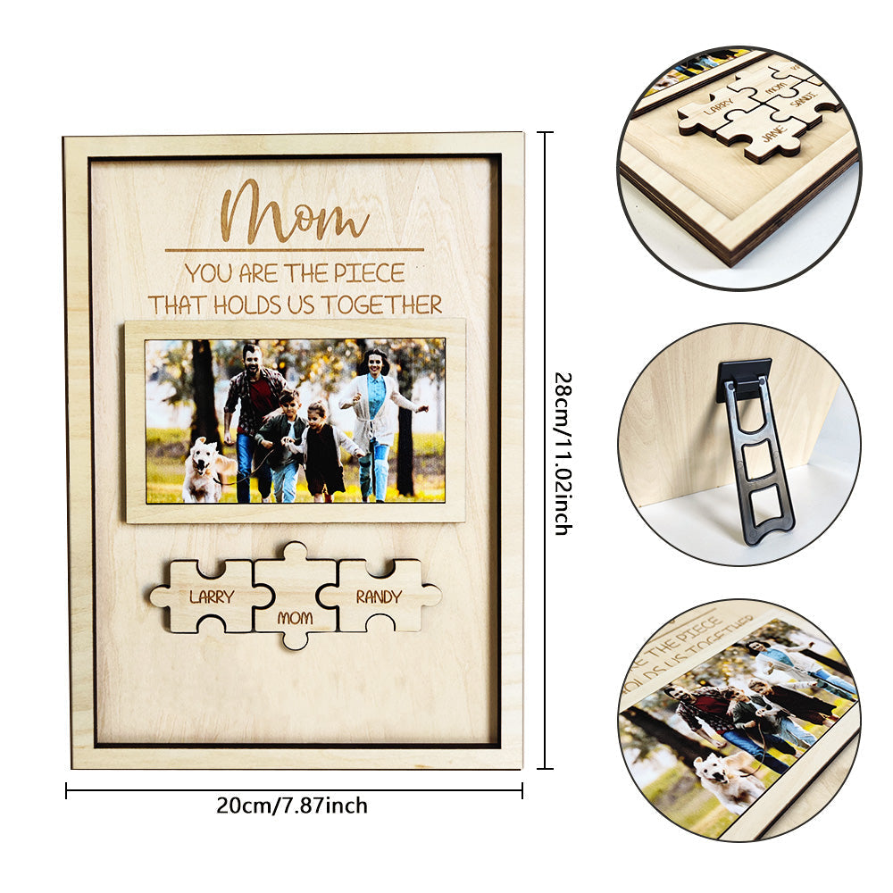 Custom Mom You Are the Piece That Holds Us Together Puzzle Piece Sign Personalized Family Member Sign Gift for Mom