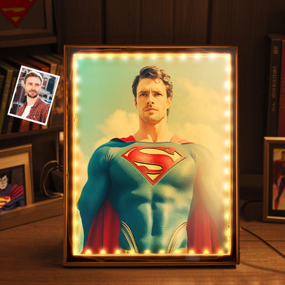 Personalized Photo Portrait Custom Face Superman Mirror Light Gifts for Him / Father - mysiliconefoodbag