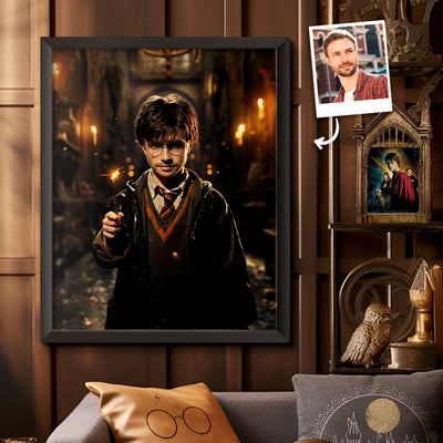 Custom Face Harry Potter Wooden Frame Gifts for Him Personalized Photo Portrait - mysiliconefoodbag