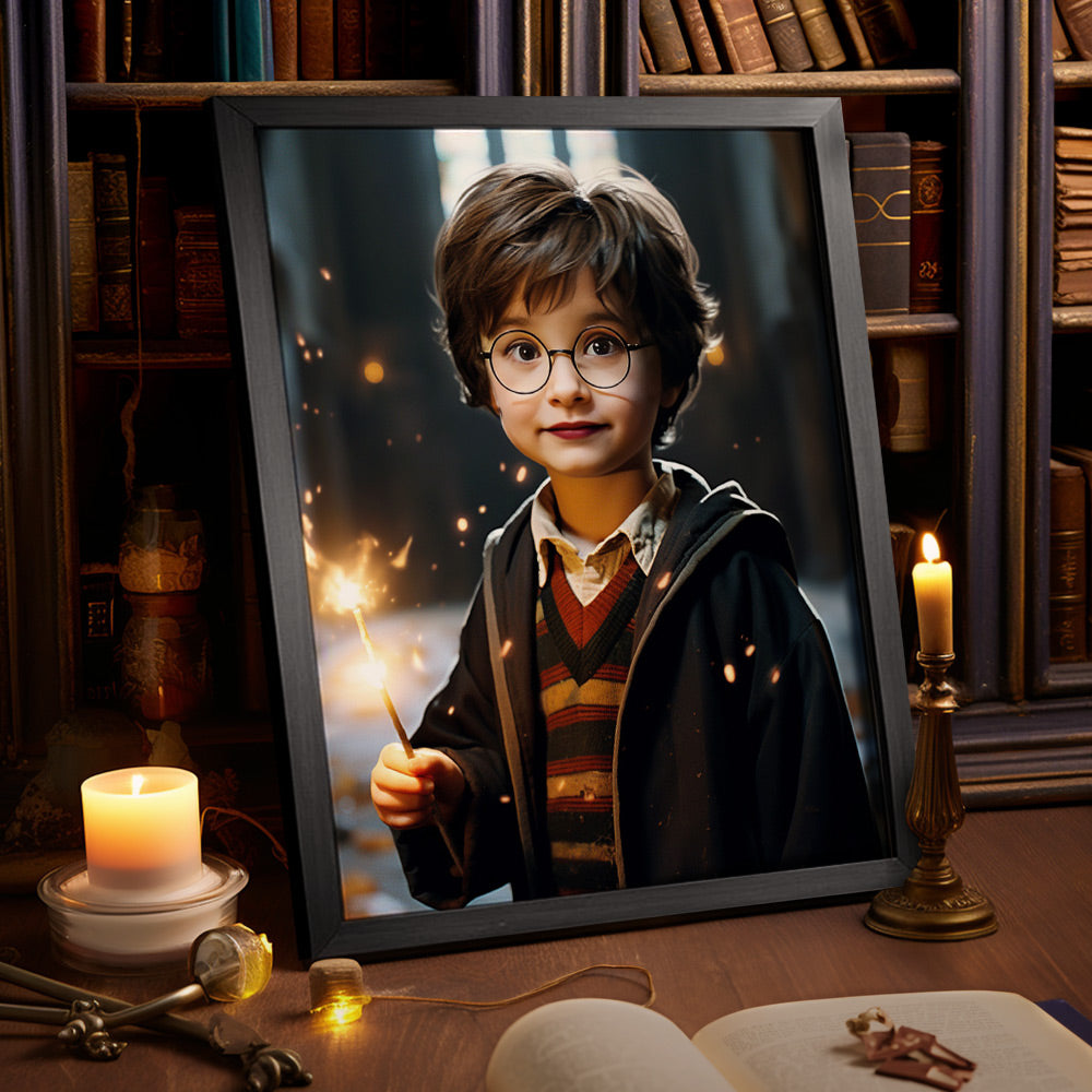 Personalized Portrait from Photo Custom Face Harry Potter Wooden Frame Gifts for Kids / Son