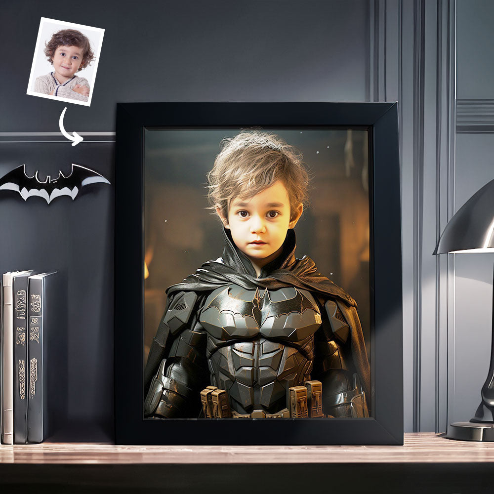 Custom Face Batman Personalized Photo Portrait Wooden Frame Gifts for Him