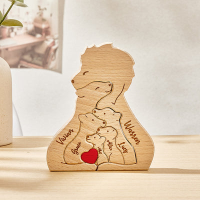 Personalized Wooden Lions Custom Family Member Names Puzzle Home Decor Gifts - mysiliconefoodbag