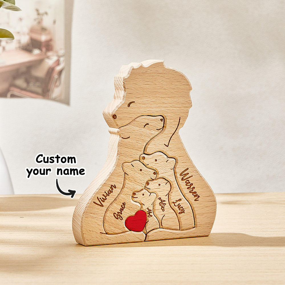 Personalized Wooden Lions Custom Family Member Names Puzzle Home Decor Gifts