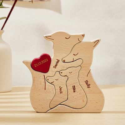 Personalized Wooden Fox Custom Family Member Names Puzzle Home Decor Gifts - mysiliconefoodbag