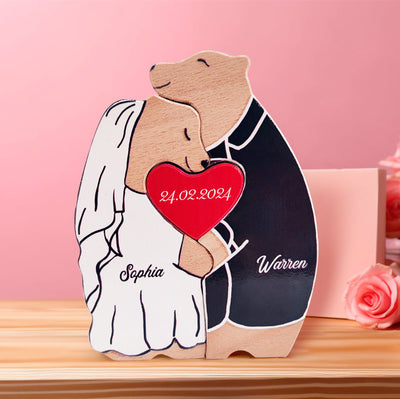 Personalized Wooden Bear Custom Couple Names Puzzle Unique Valentine's Day Gifts - mysiliconefoodbag
