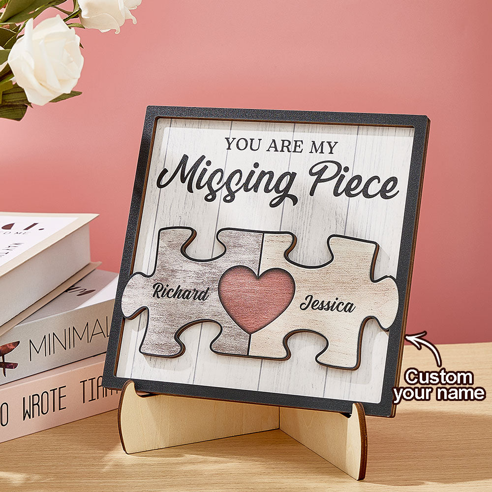 Custom You're My Missing Piece Ornament Personalized Puzzle Pieces Couple Wood Plaque Gifts for Couples