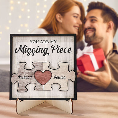 Custom You're My Missing Piece Ornament Personalized Puzzle Pieces Couple Wood Plaque Gifts for Couples - mysiliconefoodbag
