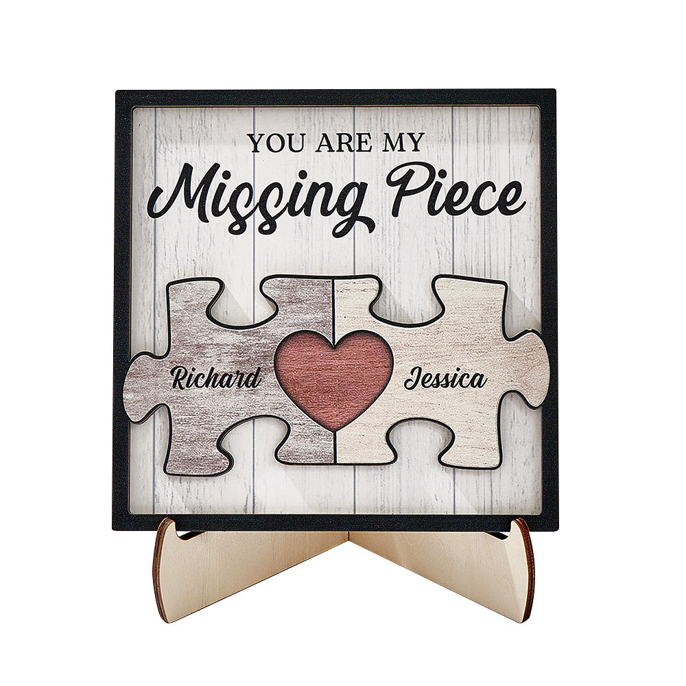Custom You're My Missing Piece Ornament Personalized Puzzle Pieces Couple Wood Plaque Gifts for Couples
