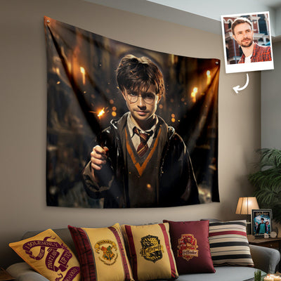 Personalized Face Harry Potter Tapestry Custom Portrait from Photo Wall Decor Gifts for Him - mysiliconefoodbag