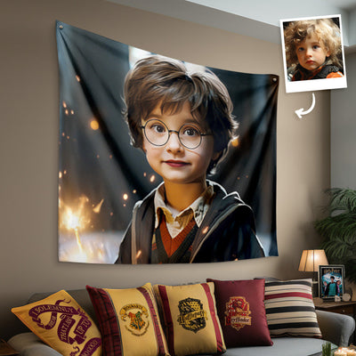 Personalized Face Harry Potter Tapestry Custom Portrait from Your Photo Gifts for Kids / Son - mysiliconefoodbag