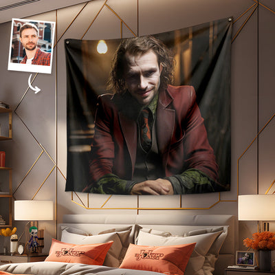 Custom Face Joker Tapestry Personalized Photo Portrait Gifts for Him - mysiliconefoodbag