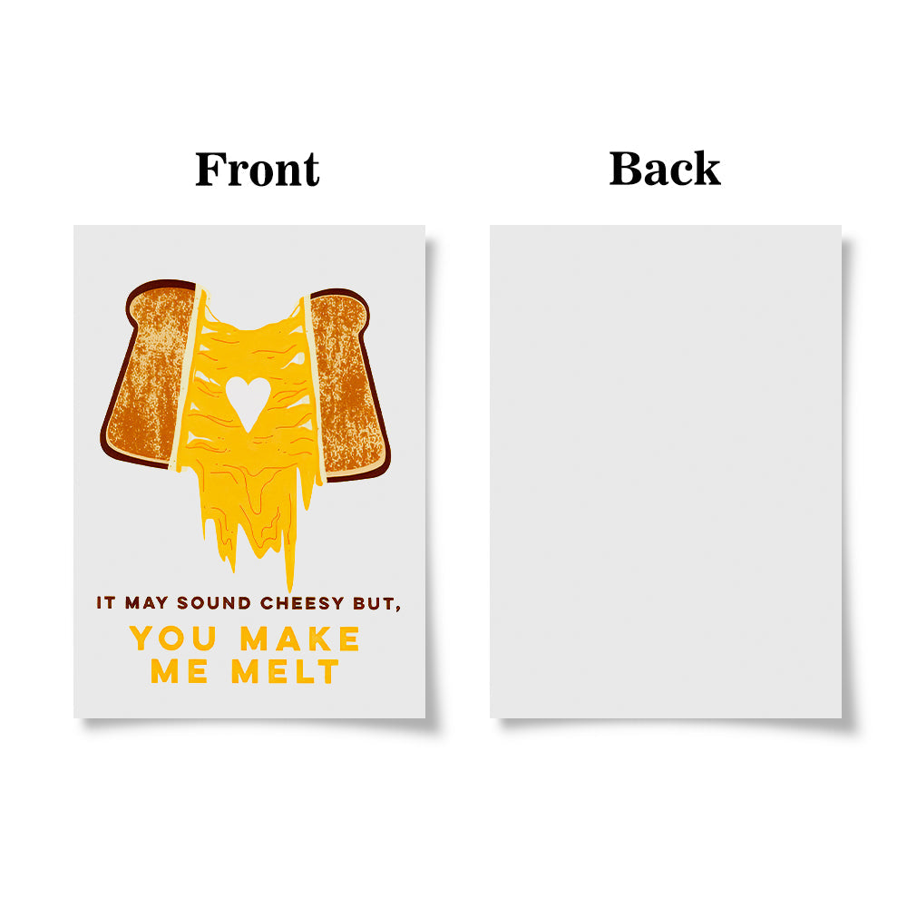 Funny Melting Grilled Cheese Greeting Card Gift for Her or Him