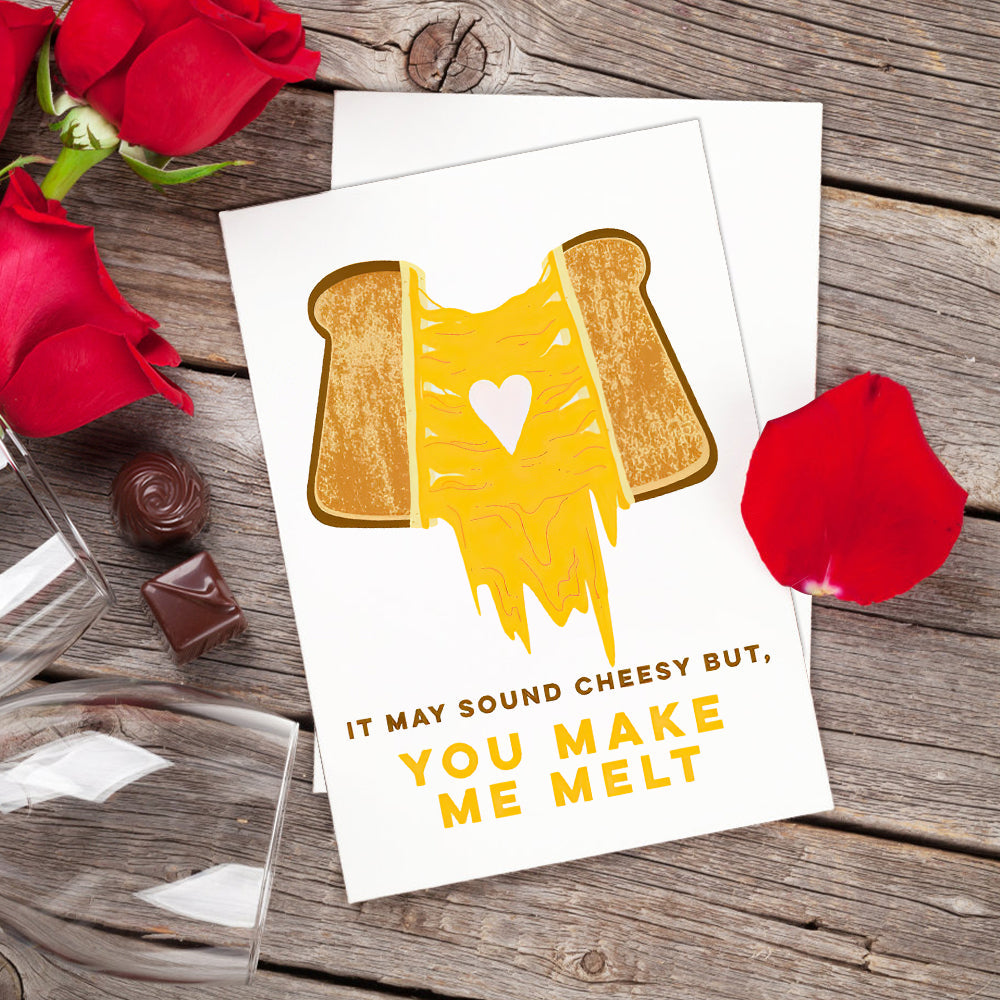 Funny Melting Grilled Cheese Greeting Card Gift for Her or Him