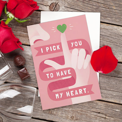 Funny I Pick You Pink Heart Greeting Card Gift for Her or Him - mysiliconefoodbag