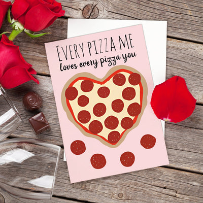 Funny Cute Pizza Heart Valentine's Day Card - mysiliconefoodbag