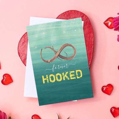 Hooked on You Funny Unique Fish Valentine's Day Greeting Card - mysiliconefoodbag