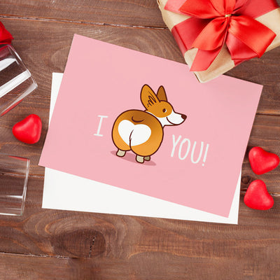 Corgi Butt Funny Valentine's Day Greeting Card - mysiliconefoodbag