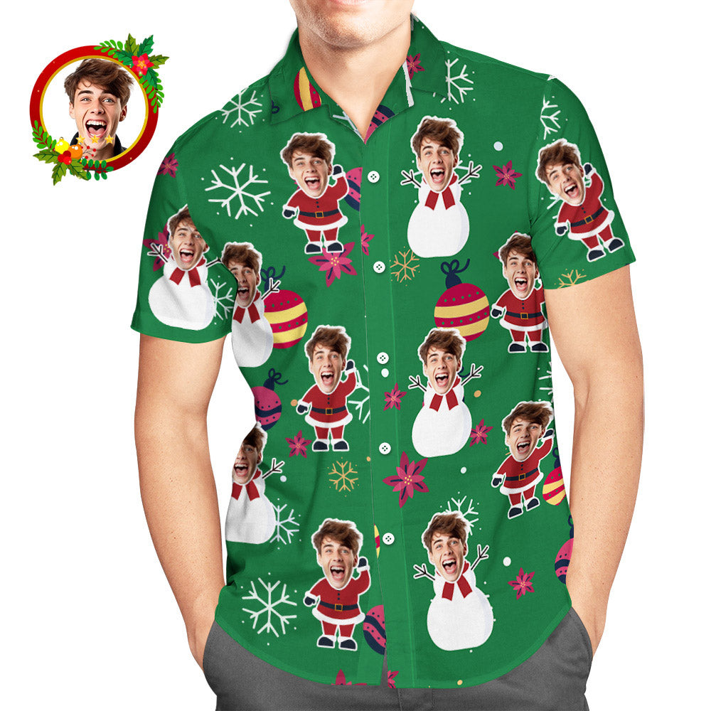 Custom Face Hawaiian Shirt Christmas Ball Men's Christmas Shirts