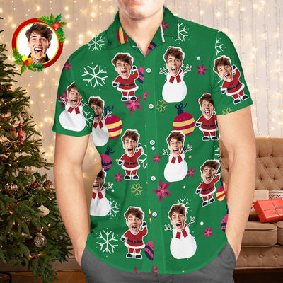 Custom Face Hawaiian Shirt Christmas Ball Men's Christmas Shirts - mysiliconefoodbag