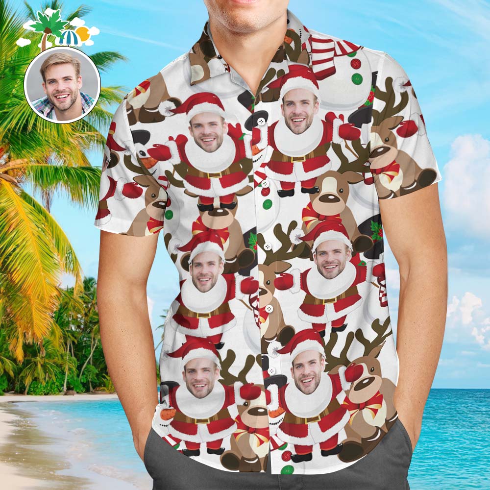 Custom Men's Santa Claus Party Hawaiian Shirts Christmas Gift