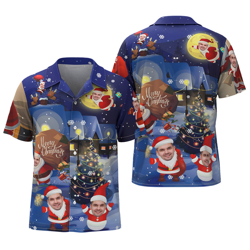 Custom Face Christmas Holiday Love Santa And Gift Hawaiian Shirt