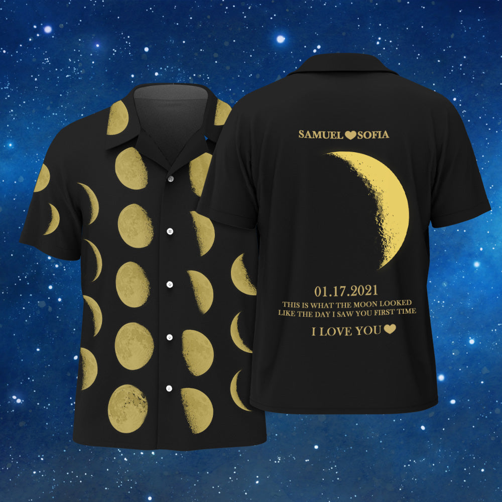 Custom Moon Phase Hawaiian Shirt For Men All Over Print Personalized Shirt