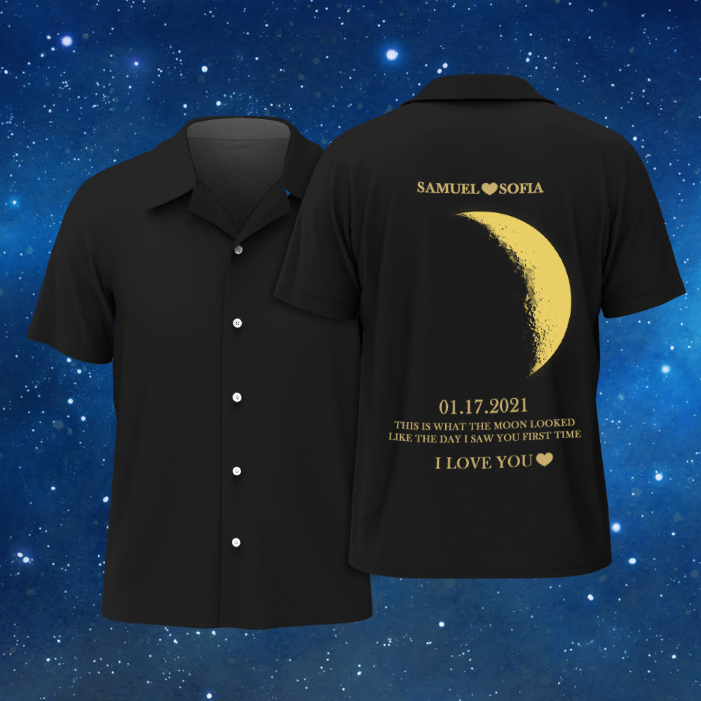 Custom Moon Phase and Names Hawaiian Shirt For Men All Over Print Personalized Shirt